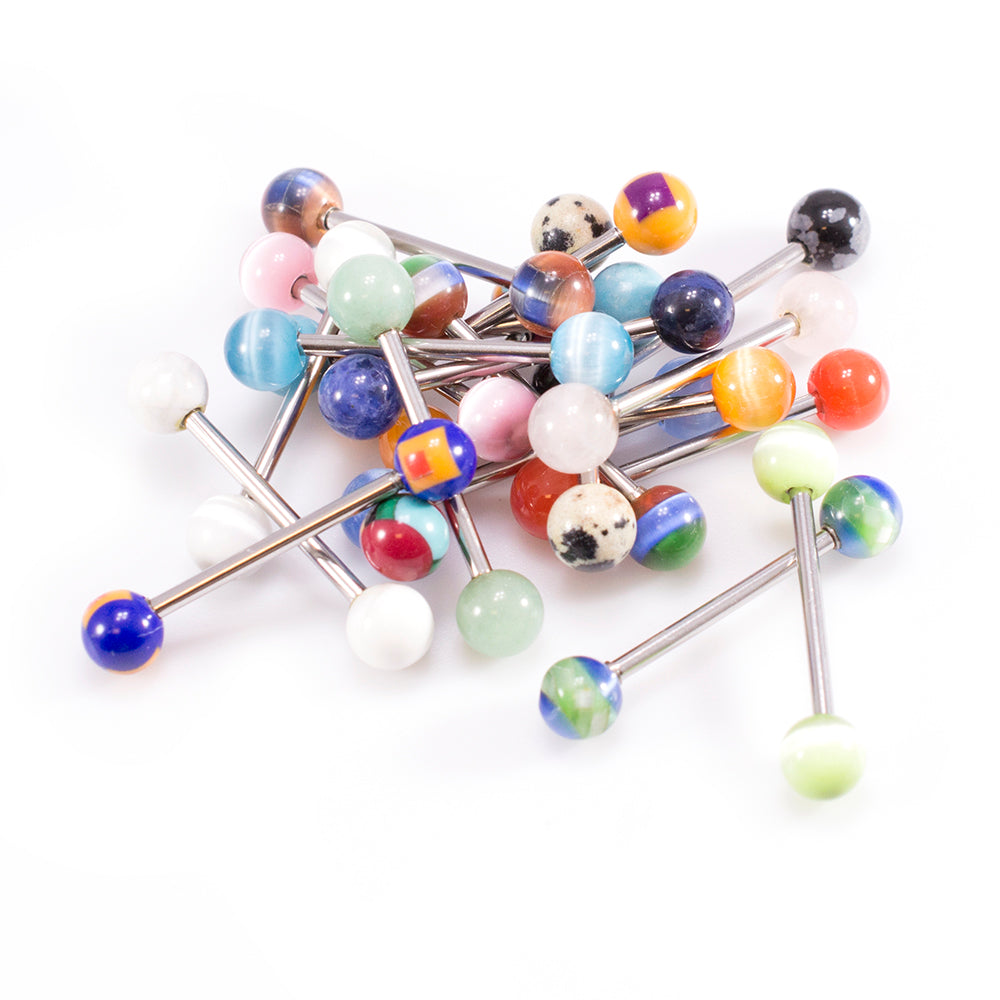 Surgical Steel Tongue Barbell Colorful Balls - 20 Pack - View 2