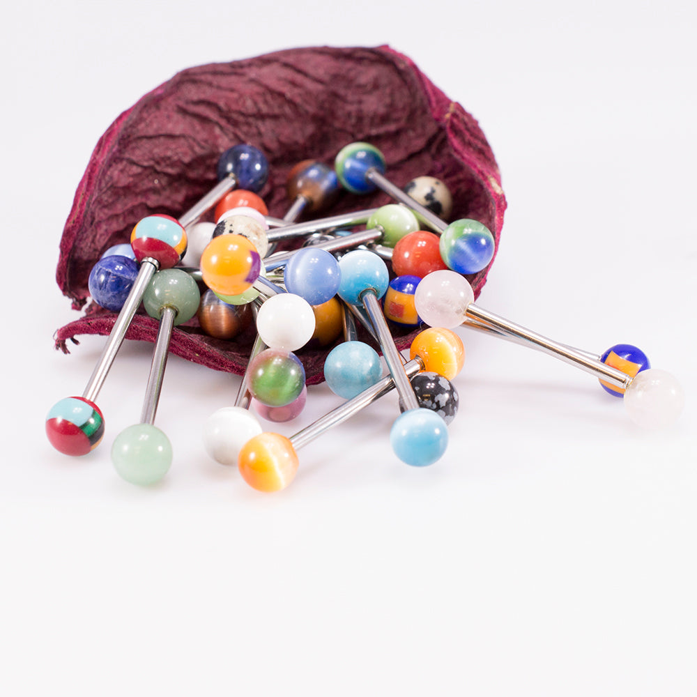 Surgical Steel Tongue Barbell Colorful Balls - 20 Pack - View 4