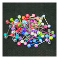Surgical Steel Acrylic Straight Barbell 14 Gauge Tongue Ring - 50 Pack - Kruelty