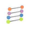 Surgical Steel 14 Gauge Tongue Barbell with Glow in the Dark Beads