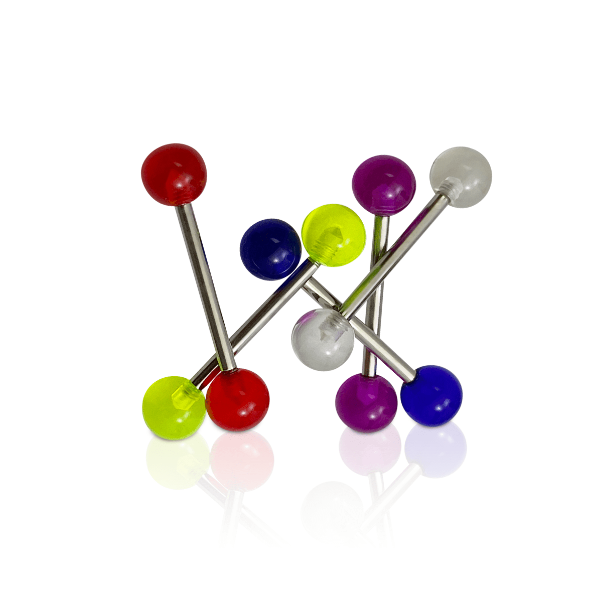 Surgical Steel 14 Gauge Straight Tongue Barbells 5/8 Inch - 5 Pack