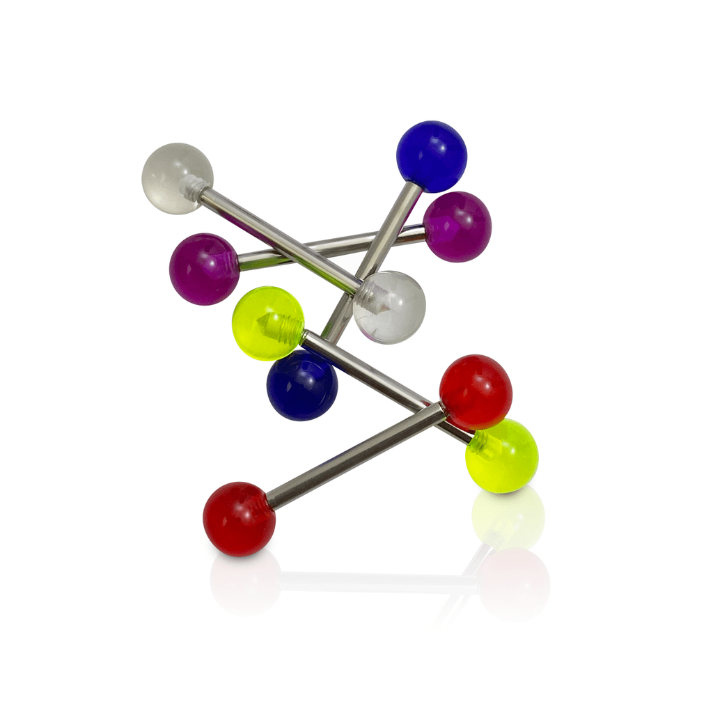 Surgical Steel 14 Gauge Straight Tongue Barbells 5/8 Inch - 5 Pack