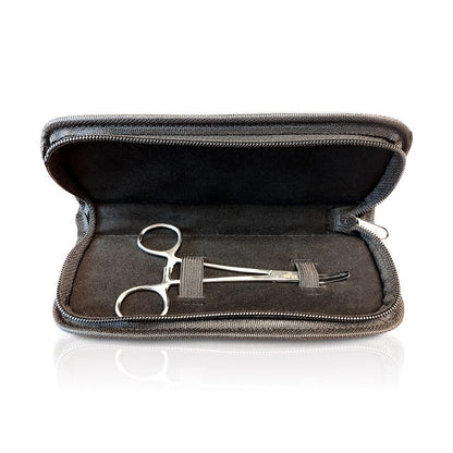 Surgical Steel Dermal Anchor Flat Forceps Tool with Leatherette Case