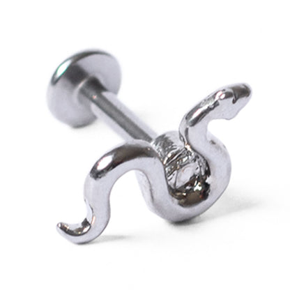 Surgical Steel 14 Gauge Flat Back Labret Stud with CZ Snake Top