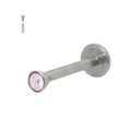 Surgical Steel 16 Gauge Flat Back Labret Stud with Lavender CZ Torch