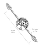 Surgical Steel 14 Gauge Tree of Life Industrial Barbell