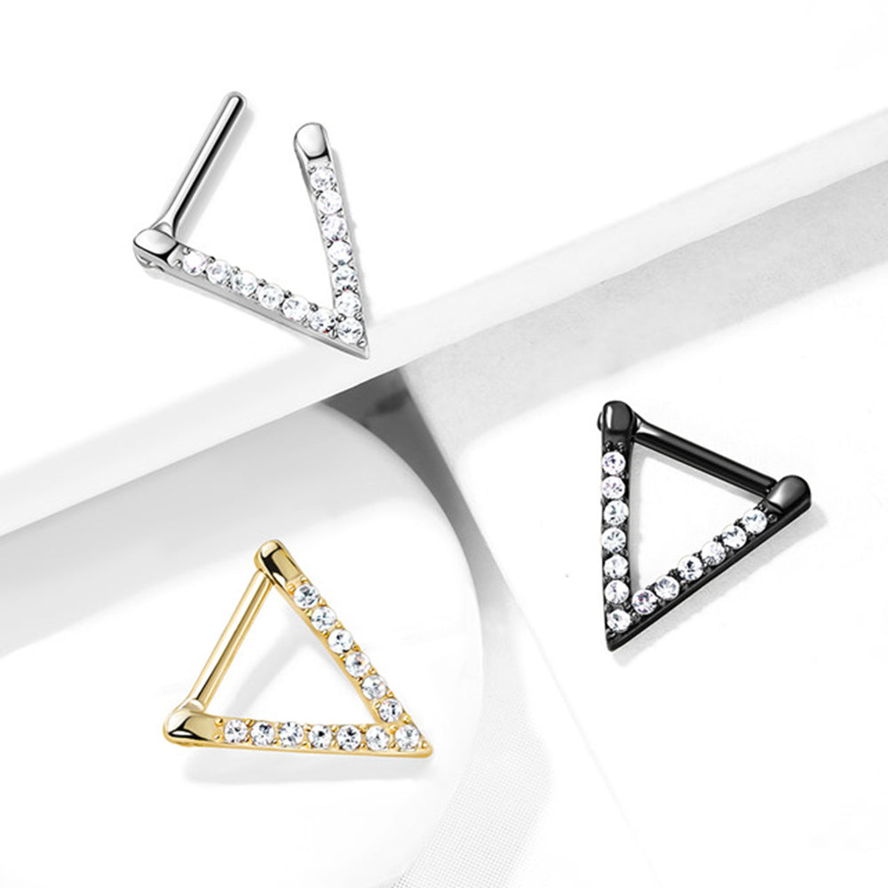 Surgical Steel 16 Gauge Paved CZ Triangle Septum Clicker - 8mm - photo 3