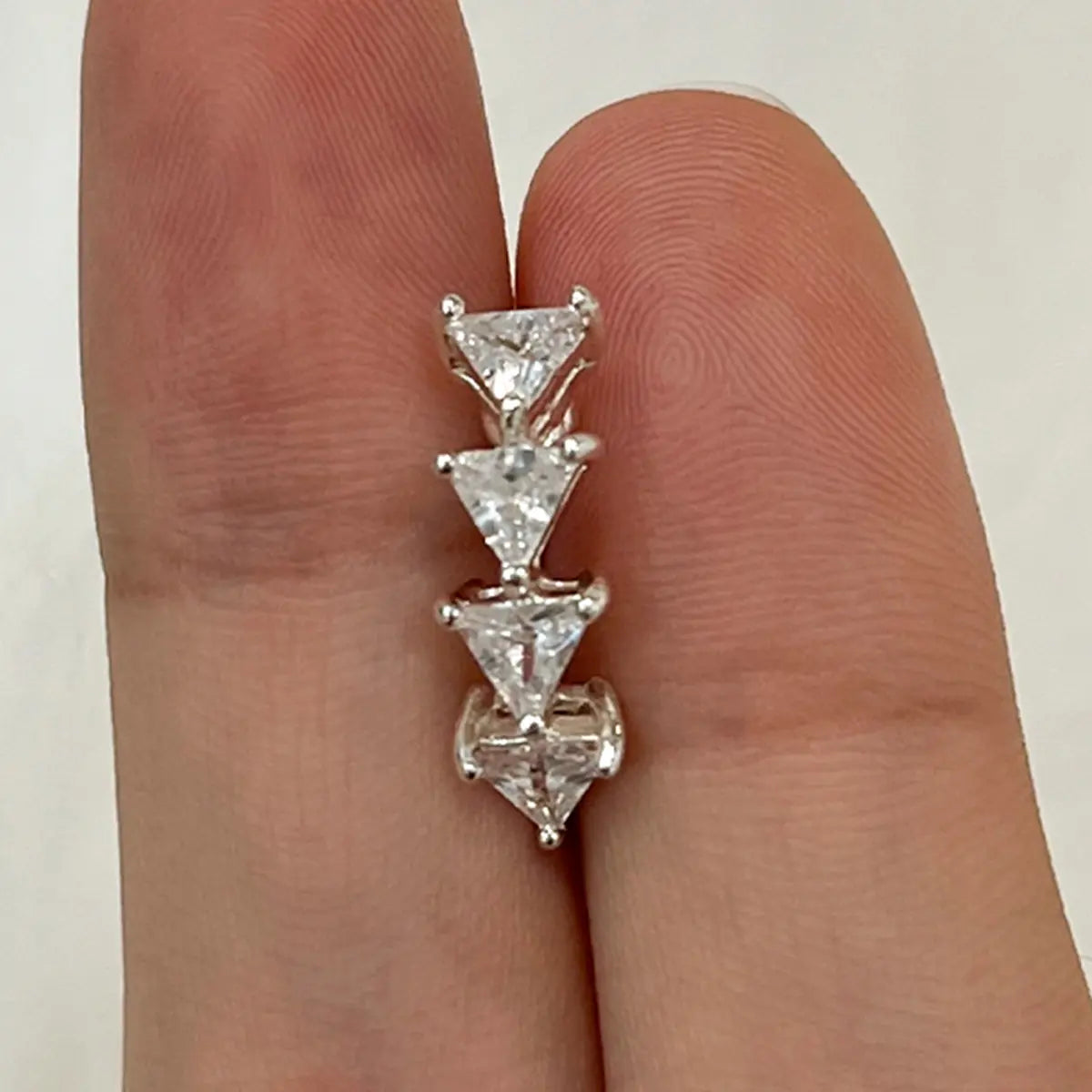 Surgical Steel Reverse Belly Button Ring Triangle CZ 14 Gauge 10mm