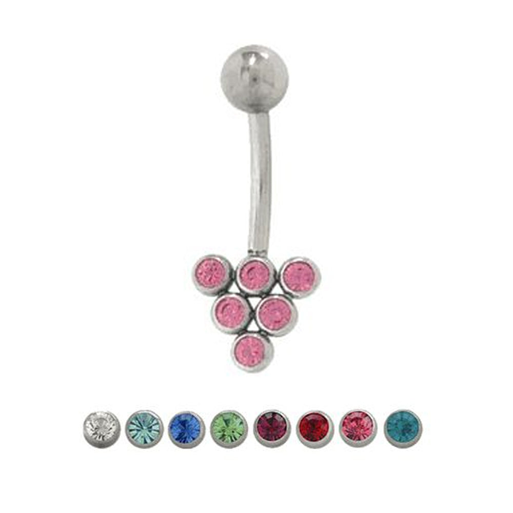 Surgical Steel 14 Gauge Belly Ring with Bezel Set Triangle CZ