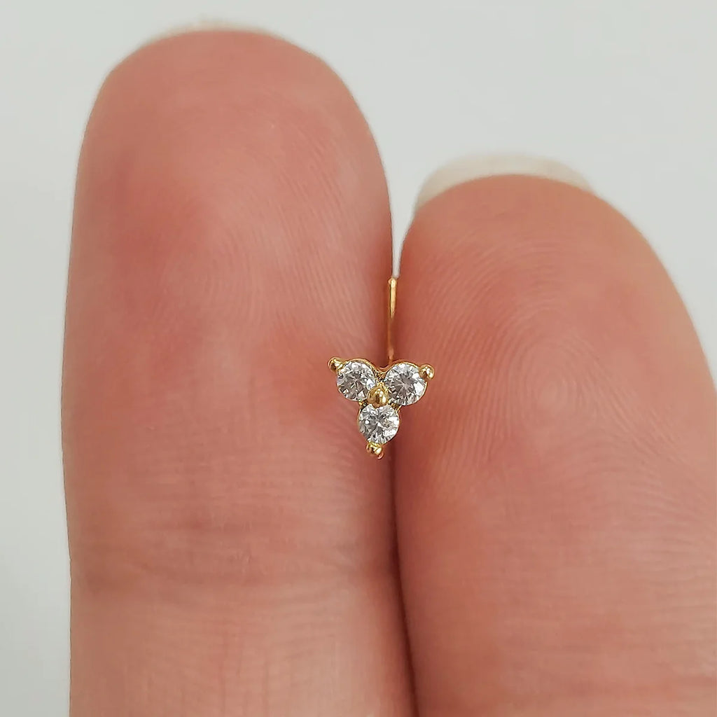 Gold Plated Surgical Steel 20 Gauge L Shaped Nose Stud
