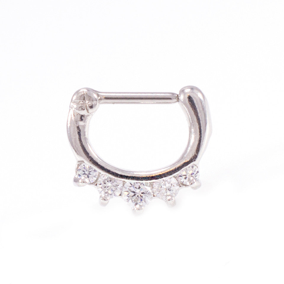 Surgical Steel 16 Gauge Hinged Clicker Segment Ring with Paved CZ - photo 3
