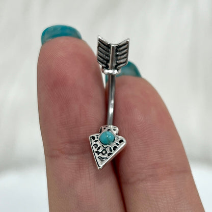 Surgical Steel 14 Gauge Belly Ring Tribal Arrow Turquoise Gem - photo 2