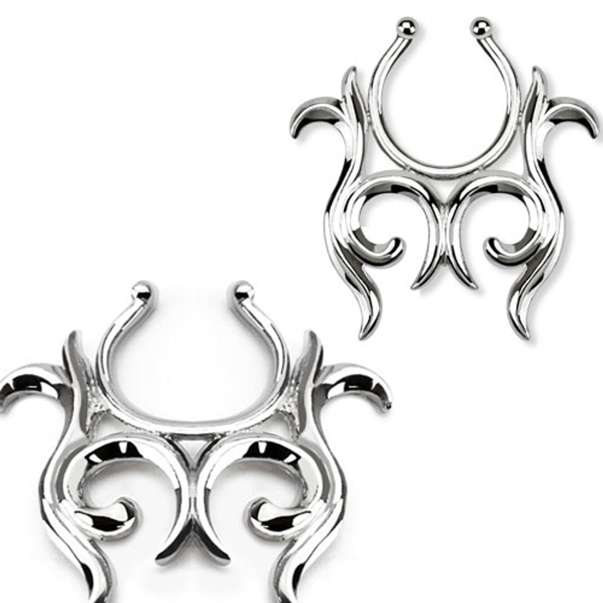 Surgical Steel Adjustable Tribal Clip-On Nipple Rings - Pair