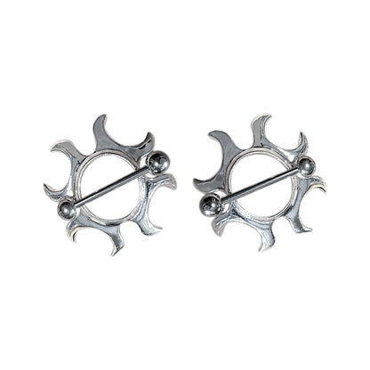 Surgical Steel Tribal Sun Fire Nipple Shield Rings 14G 18mm - Pair - photo 3