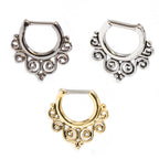 Surgical Steel 16 Gauge Tribal Swirls Septum Clicker Hoop - 10mm
