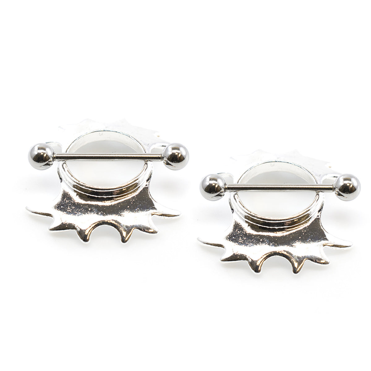 Surgical Steel 14 Gauge Tribal Wings Nipple Shield Rings - Pair - photo 3