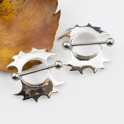 Surgical Steel 14 Gauge Tribal Wings Nipple Shield Rings - Pair - photo 2