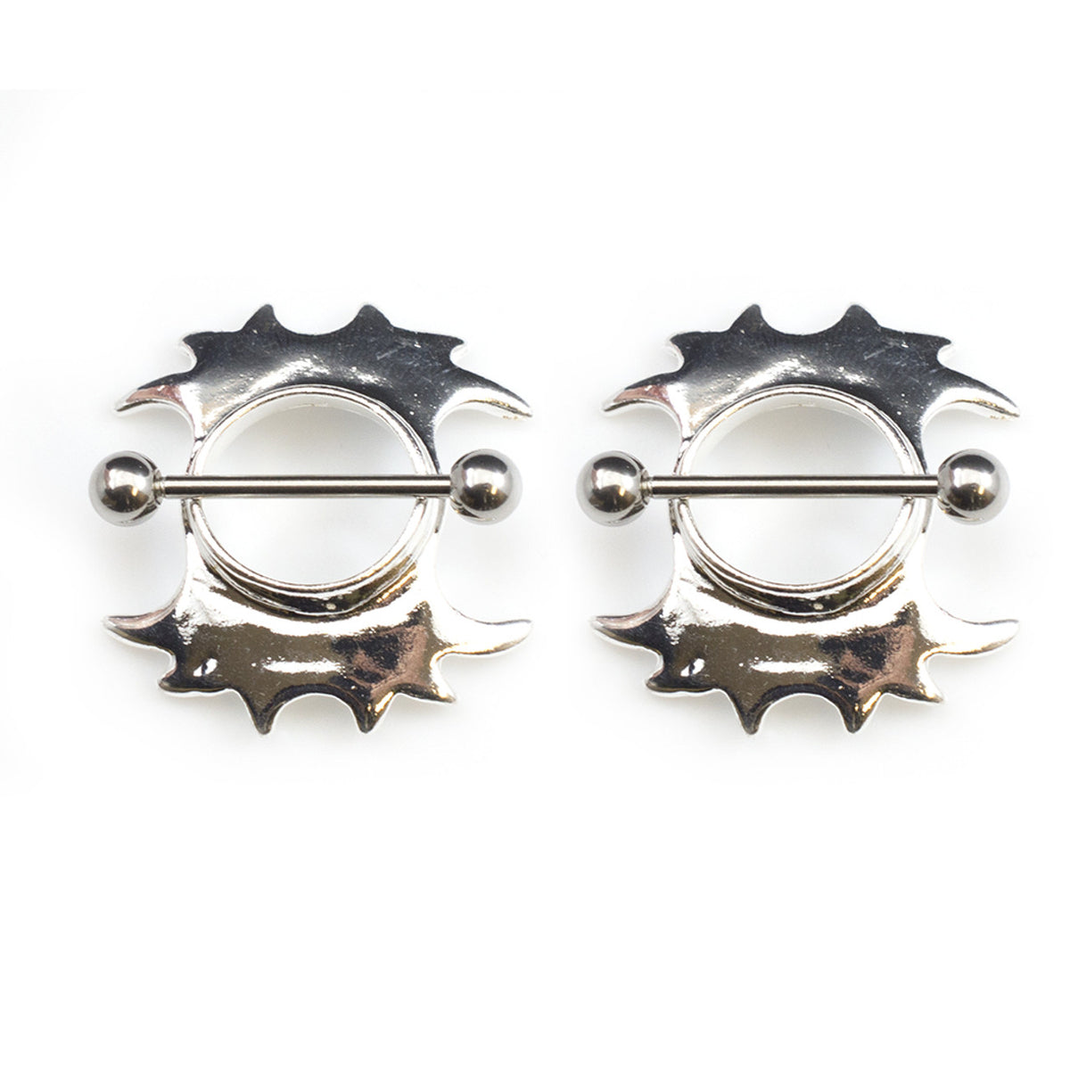 Surgical Steel 14 Gauge Tribal Wings Nipple Shield Rings - Pair