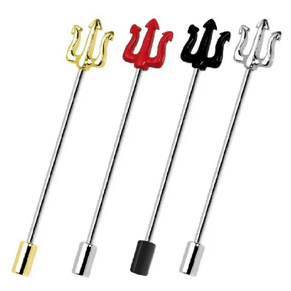 Surgical Steel 14 Gauge Industrial Barbell with Pitchfork Trident