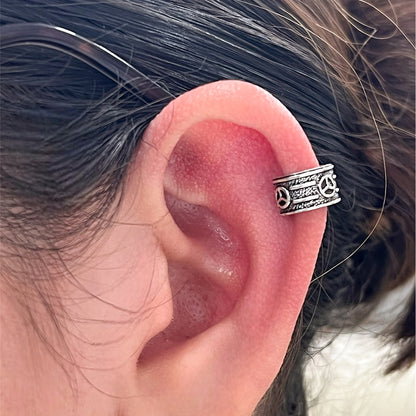 Sterling Silver Adjustable Peace Sign Ear Cuff 6mm - photo 8