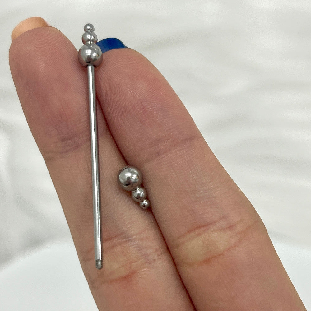 Titanium 14 Gauge Triple Ball Spike Industrial Barbell