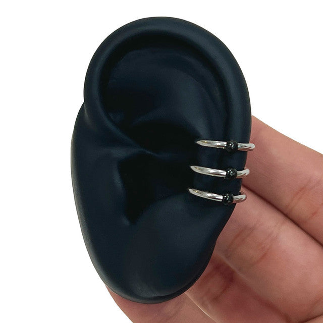 Fake Clip On Non Triple Band Captive Bead Ear Cartilage Cuff - Kruelty - Photo 4