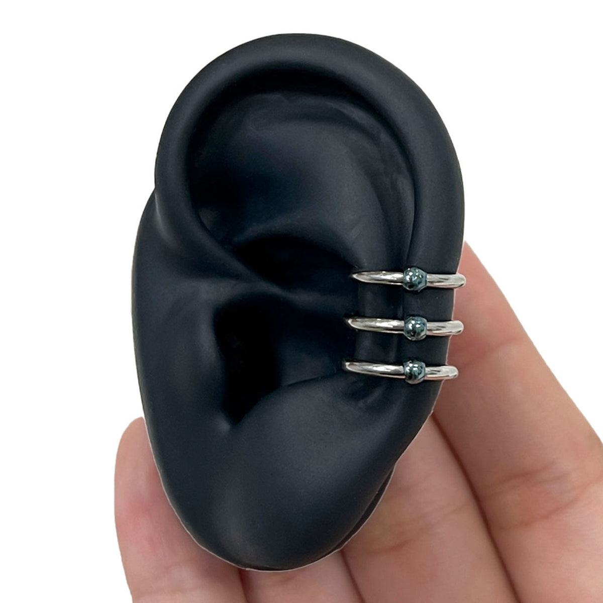 Fake Clip On Non Triple Band Captive Bead Ear Cartilage Cuff - Kruelty - Photo 3