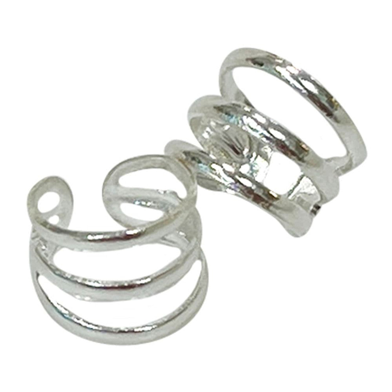 Silver Fake Clip On Non Piercing Triple Helix Ear Cartilage Cuff Ring