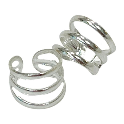 Silver Fake Clip On Non Piercing Triple Helix Ear Cartilage Cuff Ring