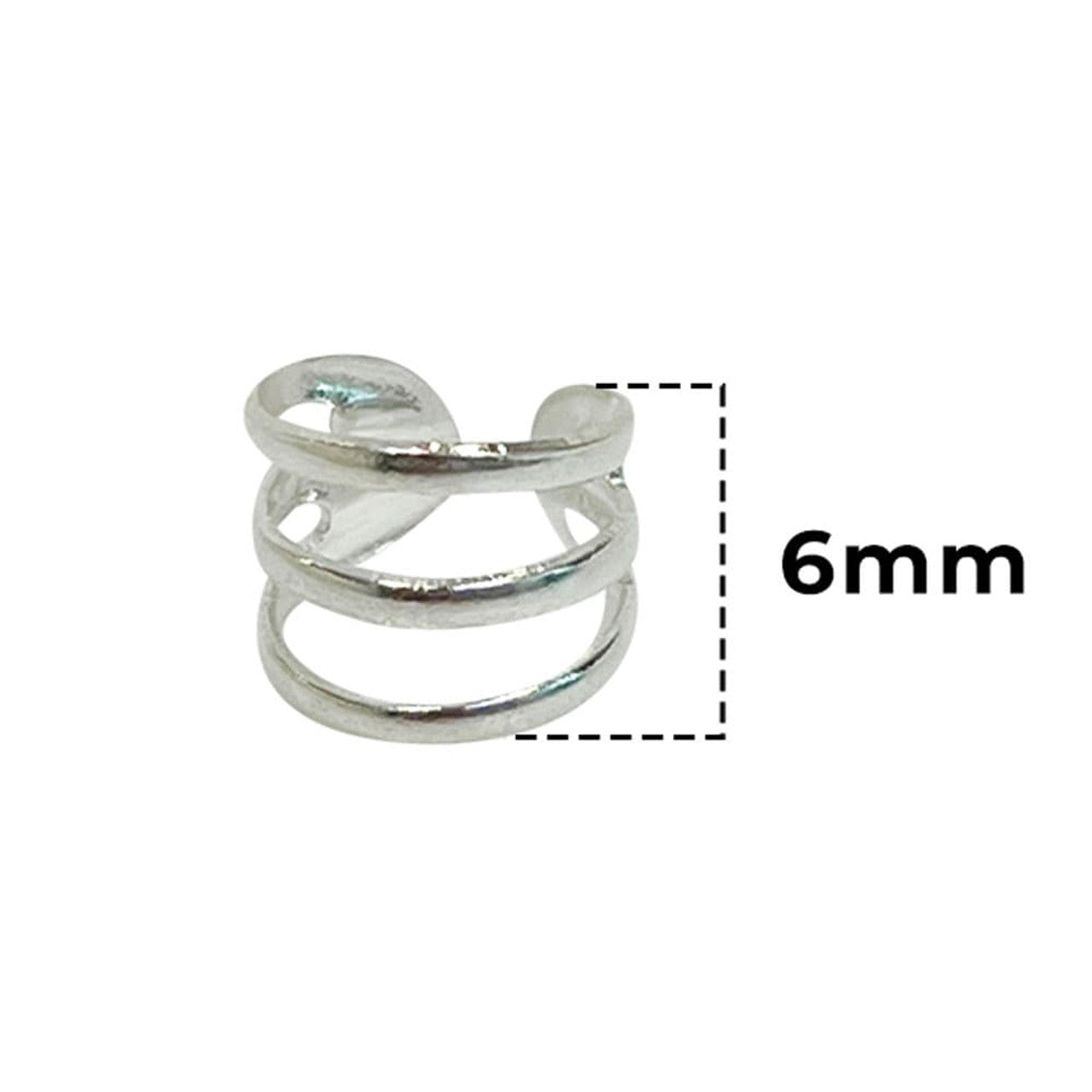 Silver Fake Clip On Non Piercing Triple Helix Ear Cartilage Cuff Ring