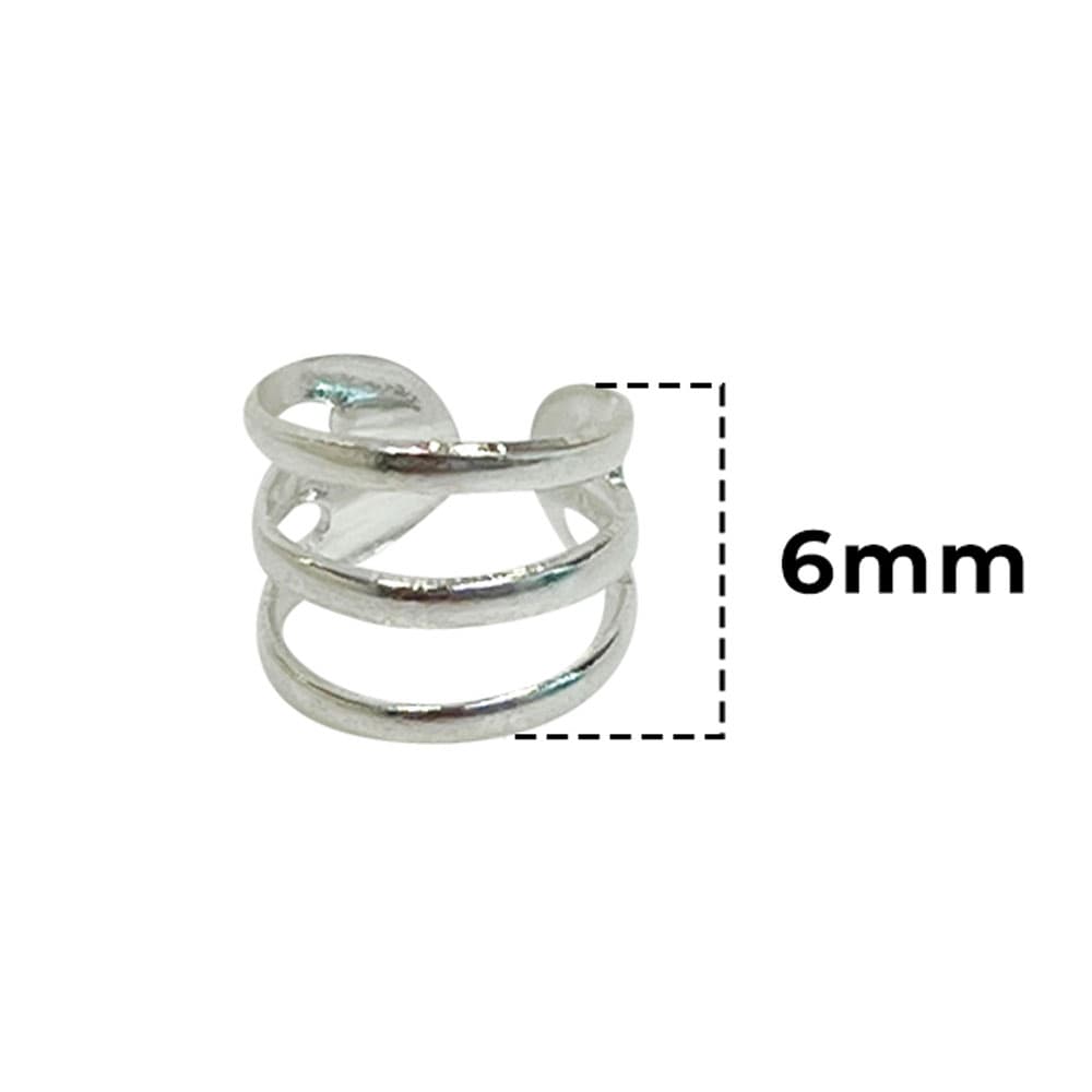 Sterling Silver Adjustable Spiral Triple-Band Ear Cuff - photo 5