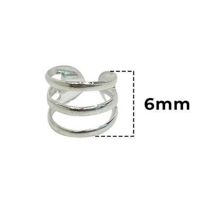 Sterling Silver Adjustable Spiral Triple-Band Ear Cuff - photo 5