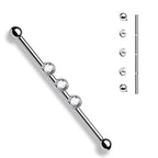 Surgical Steel 14 Gauge Triple Bezel CZ Industrial Barbell