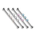 Surgical Steel 14 Gauge Triple Bezel CZ Industrial Barbell