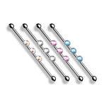 Surgical Steel 14 Gauge Triple Bezel CZ Industrial Barbell