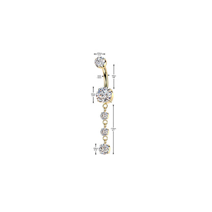 Titanium Belly Ring 14G 10mm with Triple Dangle CZ - photo 2