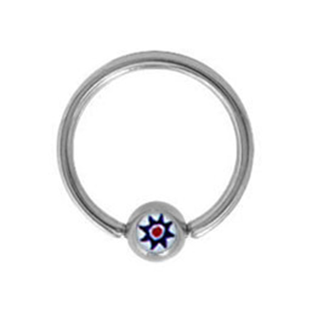 Surgical Steel 14 Gauge Captive Bead Ring with Triple Flower Logo