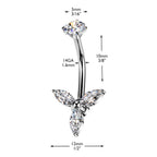 Surgical Steel 14 Gauge Triple Marquise CZ Belly Button Ring 10mm