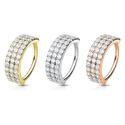 Surgical Steel 18 to 20 Gauge Bendable Hoop Ring with Triple Lined CZ