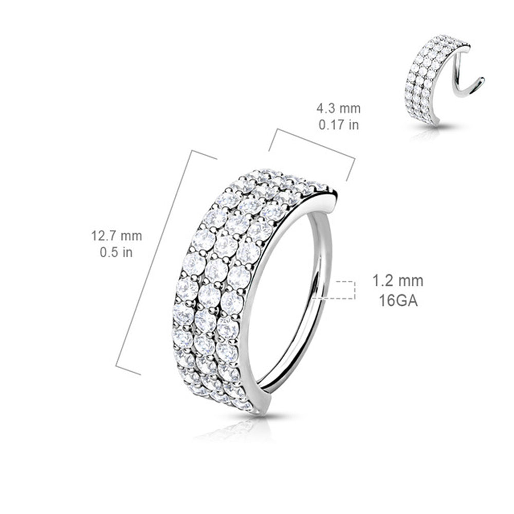 Surgical Steel 18 to 20 Gauge Bendable Hoop Ring with Triple Lined CZ - photo 3