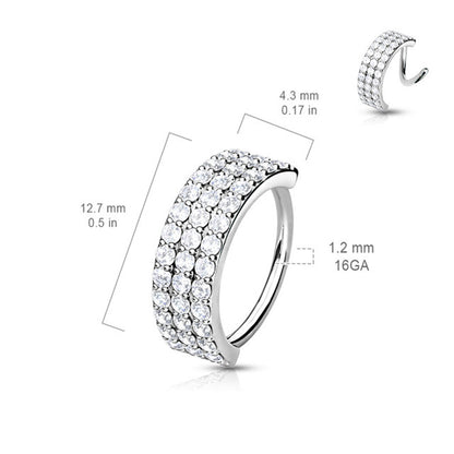 Surgical Steel 18 to 20 Gauge Bendable Hoop Ring with Triple Lined CZ - photo 3