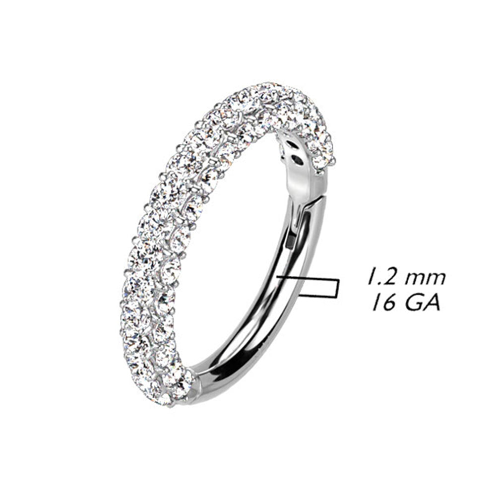 14K Solid Gold 16, 18 & 20 Gauge Hinged Segment Ring with Paved CZ - photo 3
