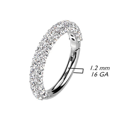 14K Solid Gold 16, 18 & 20 Gauge Hinged Segment Ring with Paved CZ - photo 3