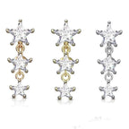 Surgical Steel 14 Gauge Reverse Belly Ring with Triple Star CZ