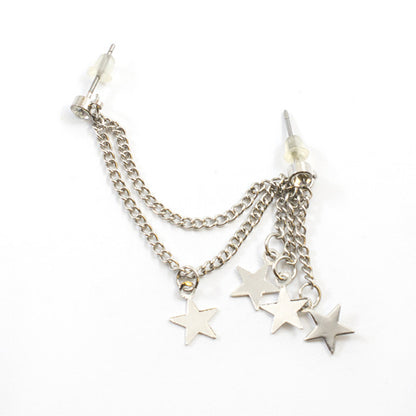 Surgical Steel 22 Gauge Chain Earring with Clear CZ Triple Star - photo 2