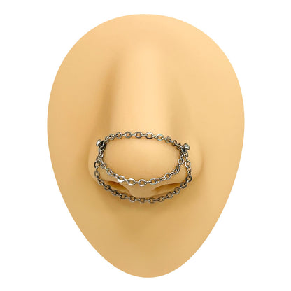 Surgical Steel Nose Bone Stud 20 Gauge 6mm with Chains & CZ - photo 5