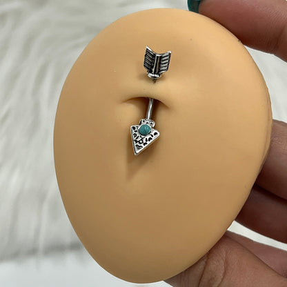 Surgical Steel 14 Gauge Belly Ring Tribal Arrow Turquoise Gem - photo 3