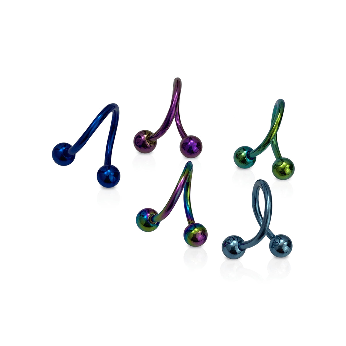 Surgical Steel Spiral Barbell Ring 14 Gauge Single Twist - 5 Pack - Kruelty - Photo 2
