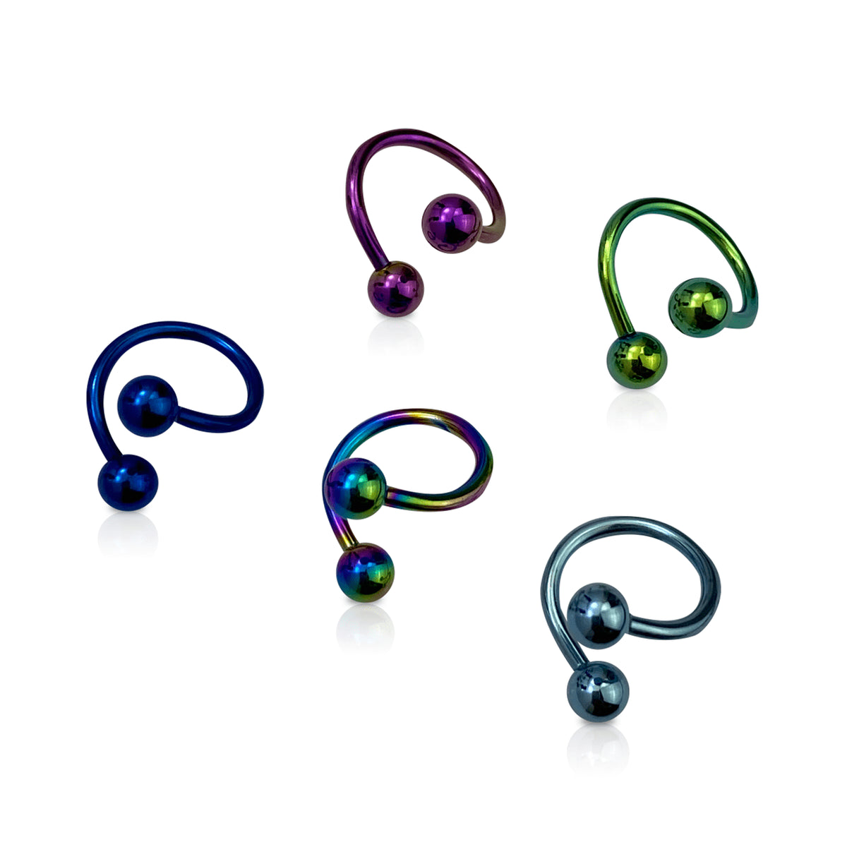 Surgical Steel Spiral Barbell Ring 14 Gauge Single Twist - 5 Pack - Kruelty
