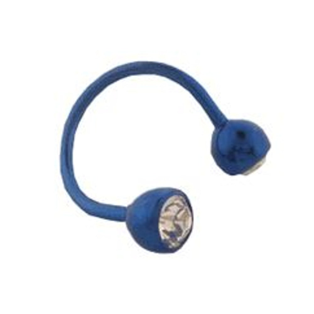 Titanium 14 Gauge Blue Twister Spiral Ring with Clear CZ Bead
